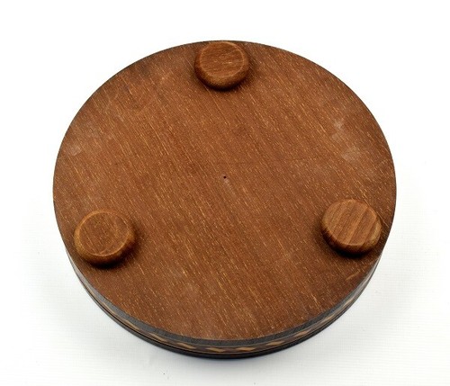 Marrone Scuro Base IN Legno con Giallo Motivo 29.3 CM per Vetro Cupola - Foto 4 di 4