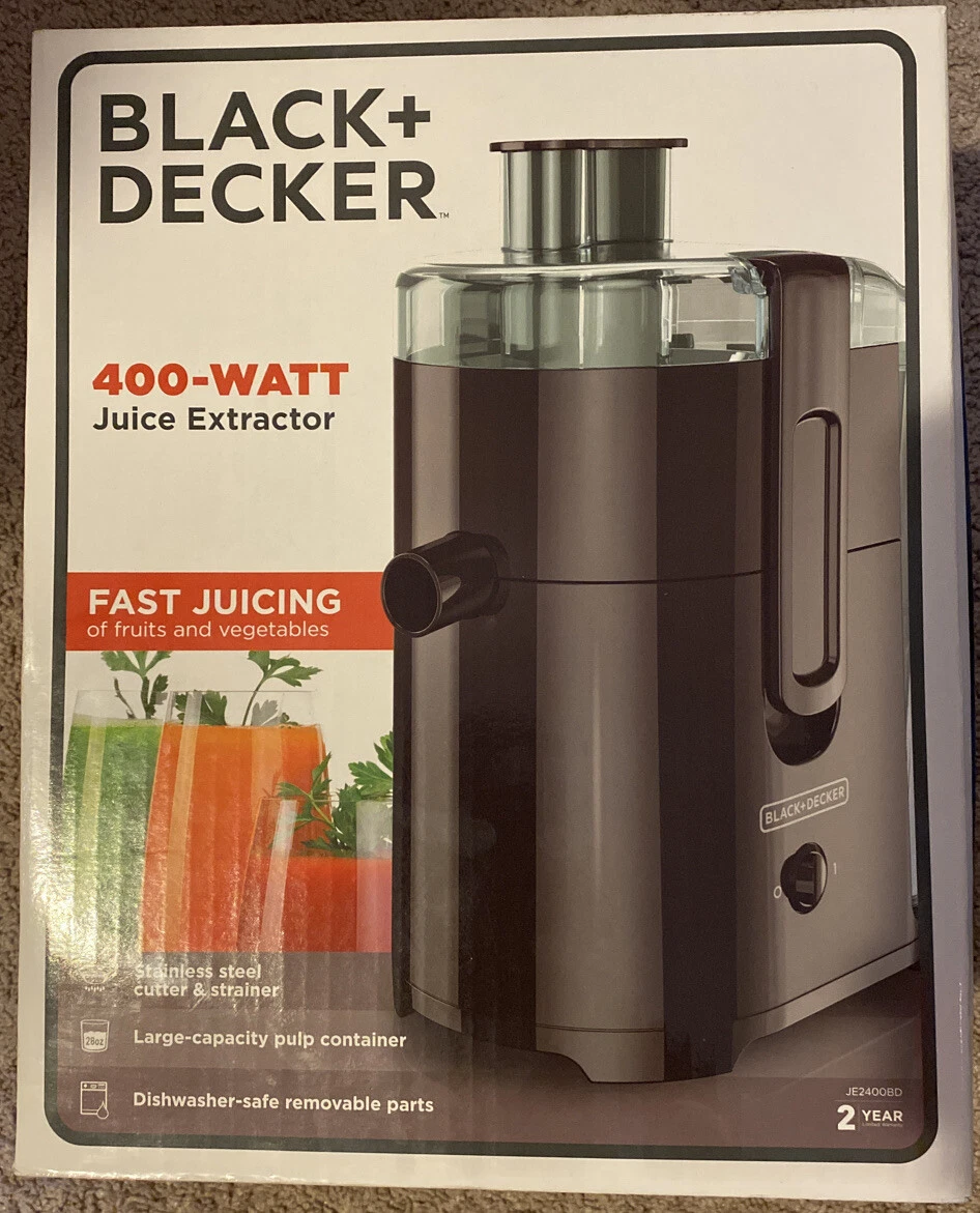 BLACK+DECKER 400-Watt Fruit and Vegetable Juice Extractor, Black, JE2400BD