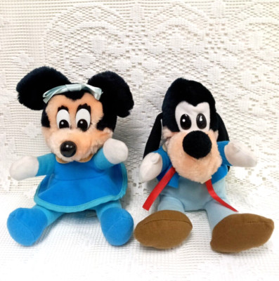 VTG Disney MICKEY'S CHRISTMAS CAROL Goofy MINNIE MOUSE Plush Stuffed Toys KOREA
