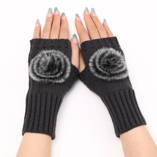 Männer Frau Winter Warme Fingerlose Handschuhe Halb Finger Gestrickte K - Bild 15 von 21