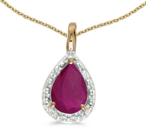 10k Yellow Gold Pear Ruby Pendant 