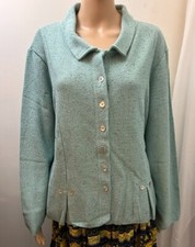 WILLOW Vintage NWT Women's XL Aqua Button Down Long Sleeve Textured Knit Jacket