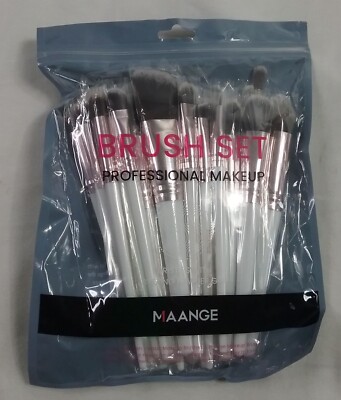 New, 25 Pcs. MAANGE White Wooden Professional Makeup Brush Set