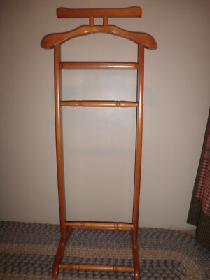 Vintage Wood Valet Butler s Helper Gentleman's Clothing Suit Hanger Rack MCM