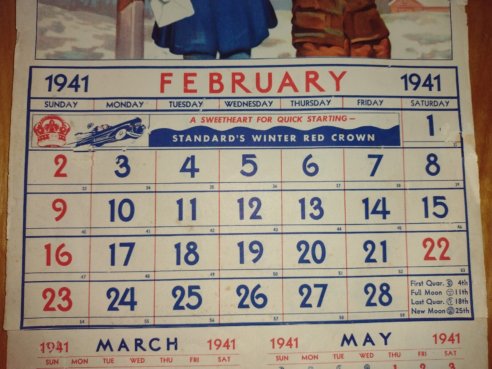 1941 Standard Service Filling Station Advertising Wall Calendar w/Color  Photos | eBay