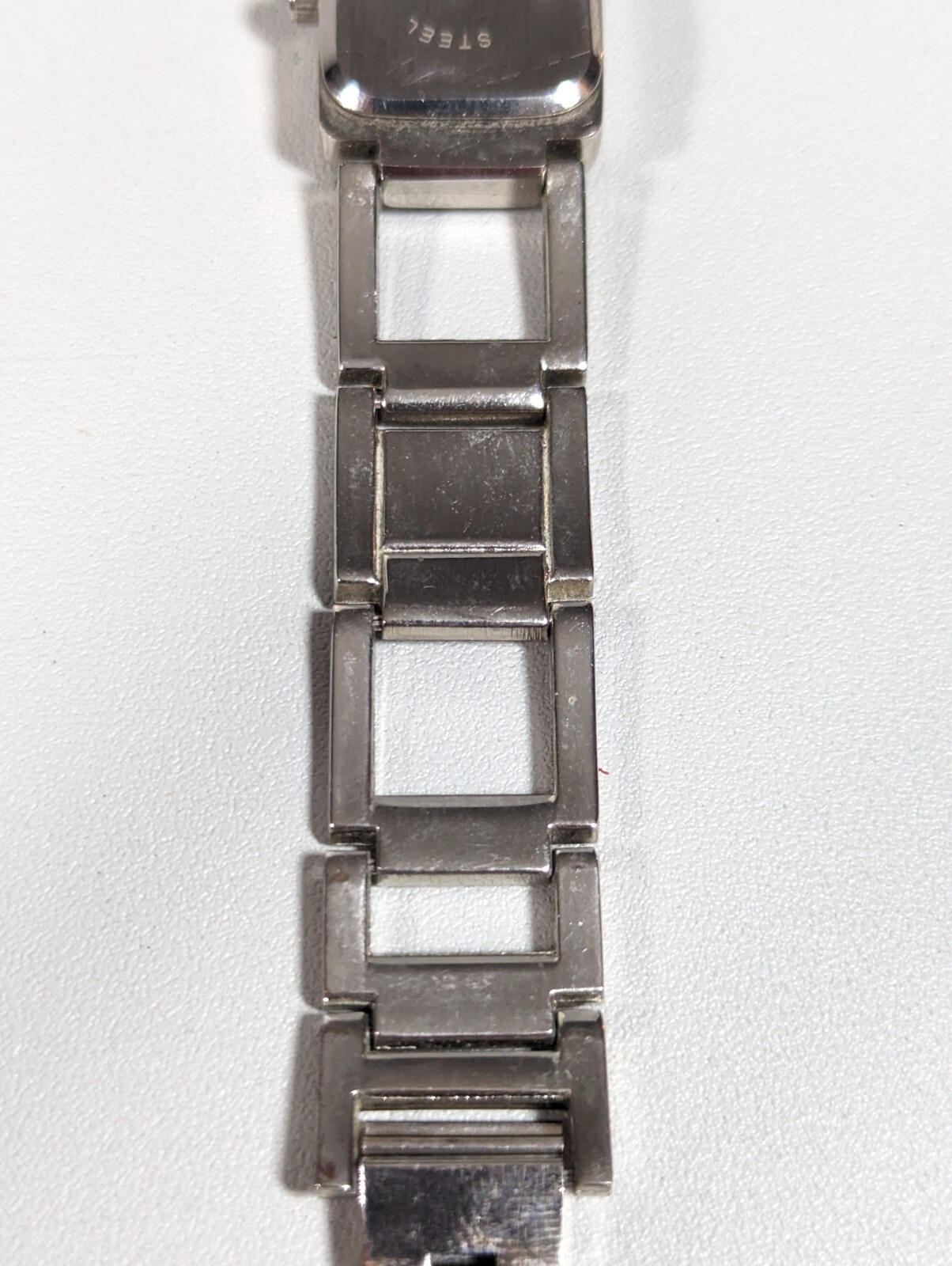 Silver Tone Dial Rectangle Case Square Link Brace… - image 7