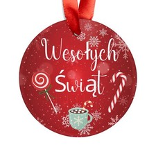 Wesolych Swiat, POLAND, Polish Christmas, Personalized Round Acrylic Ornament
