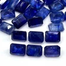 5 Pcs Natural Blue Sapphire 7x5mm Emerald Cut Loose Gemstones Wholesale Lot