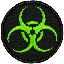 Neon Green Bio-hazard Patrol Patch - 2" Round Embroidered Patch