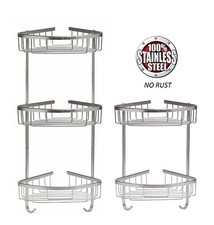 Stainless Steel Corner Shower Caddy Bathroom Storage Shelf Tidy Organizer Basket