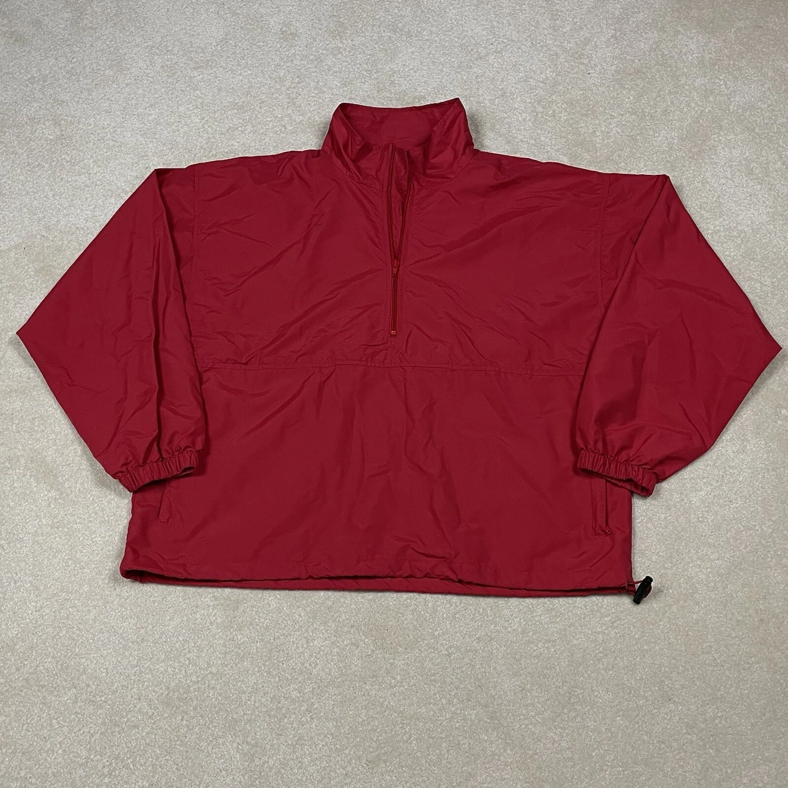 Vintage y2k Land's End Red Quarter Zip Anorak Oversized Large Boxy Windbreaker