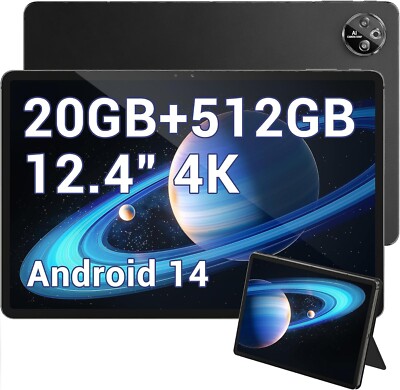 DOOGEE T30 MAX Tablet 12.4 Zoll, Gaming Tablet PC Android 14, 20GB+512GB 4G LTE