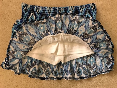EUC! Girls Justice Blue Tie Dye Sparkly Ruffle Skort Sz 16(Waist 28 Inches)Cute! - Picture 3 of 4