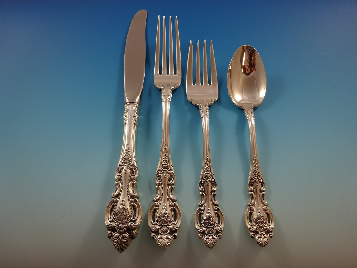 Grand Victorian by Wallace Sterling Silver Flatware Set For 12