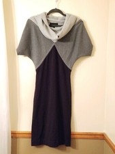 CONNECTED APPAREL Black/Gray color block Cowl Neck Sweater Dress