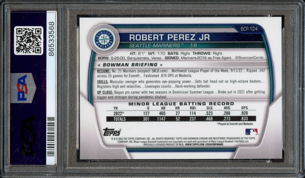 BB - 2023 Bowman Chrome - Yellow /75 - #BCP-124 - Robert Perez Jr