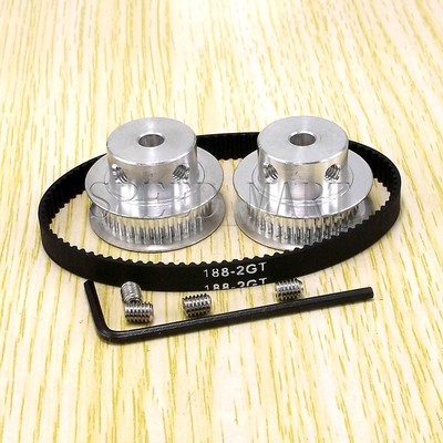RepRap 2X GT2 36T 8mm Bore Pulleys & 188-2GT Timing Belt Prusa Mendel 3D Printe