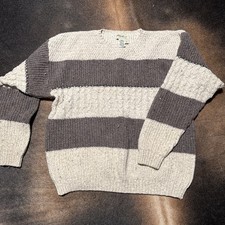 VTG Eddie Bauer Wool Blend Cable Knit Sweater 90s Pullover Medium Made in USA