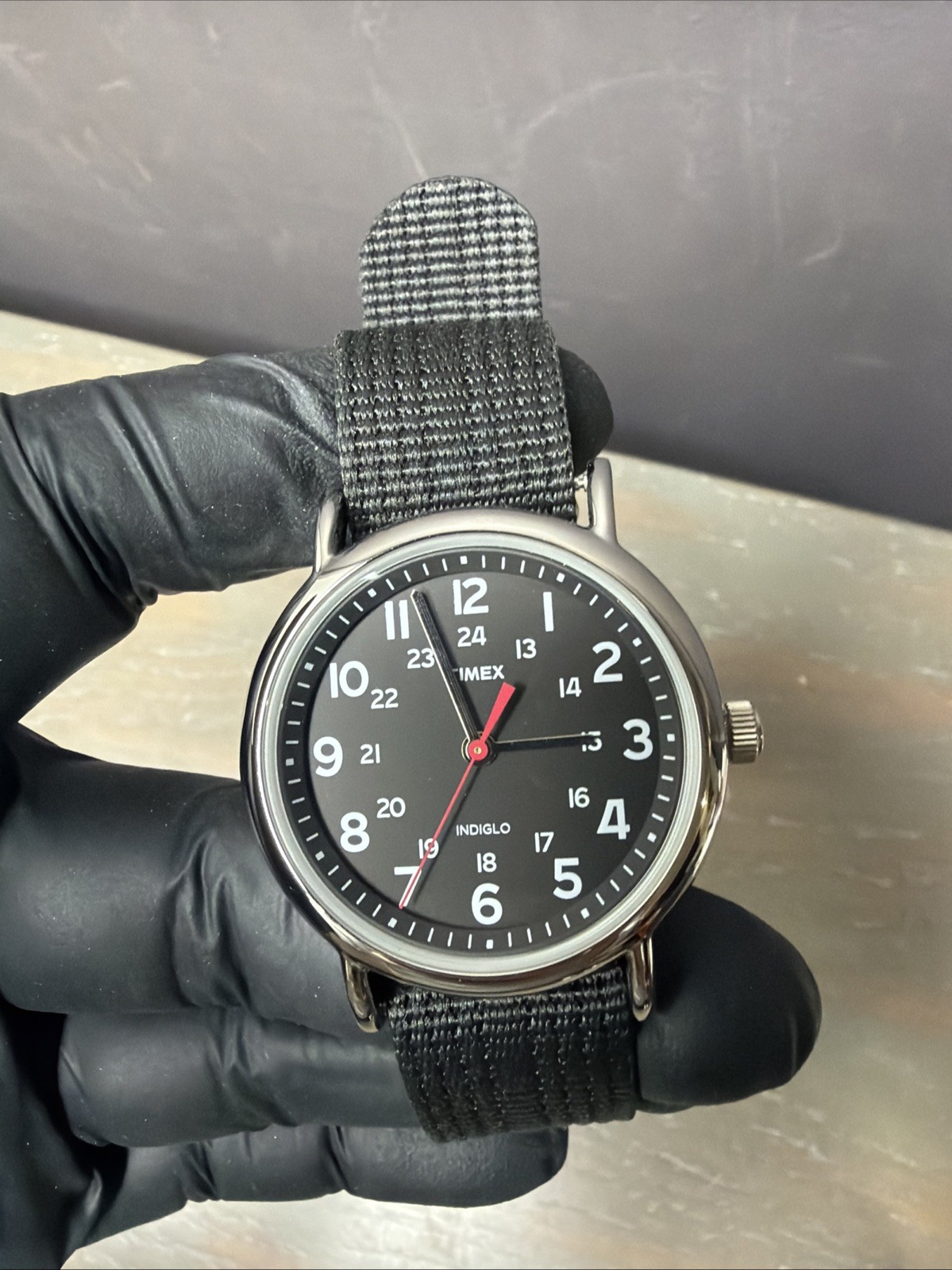 Timex Weekender Watch Mens 38mm Black Nylon Strap Indiglo WR30M Model T2N647