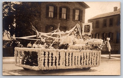Sheboygan WI Homes~Parade Float Banner For Blood Berry Gum of Chicago~RPPC c1910