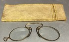 Antique Victorian Brass Lorgnette Reading Glasses with Soft Case (19th Century) — photo 2