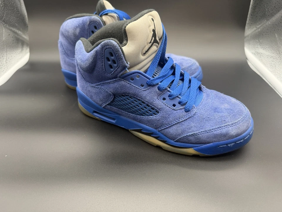 Nike Air Jordan Retro 5 V Azul Real Gamuza Negro/Gris GS 440888-401 Talla 5Y Foto 2 de 4