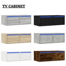 Floating TV Unit Cabinet Wall Mounted TV Stand With LED Lights Living Room