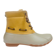 Seven7 Speyside Lace-Up Faux Leather Duck Boot Size 8 Taupe Women  s Fleece Lined