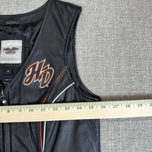 Harley-Davidson Womens Black Leather Riding Vest Size Small Embroidered Logo - Picture 8 of 13