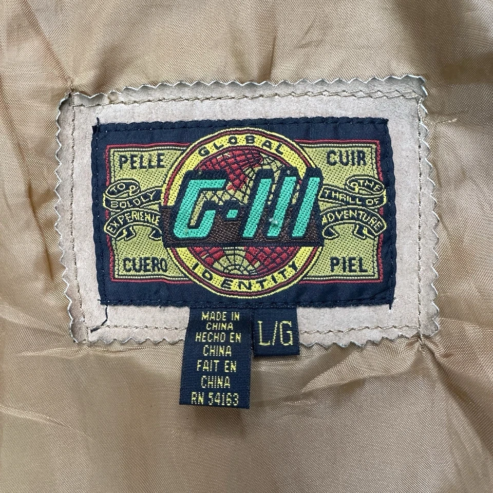 Куртка-бомбер G-III Global Identity желтовато-коричневая кожа мужская размер L винтажная замша - Изображение 3 из 4