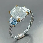 Handmade ring Natural Aquamarine Ring 925 Sterling Silver Size 8 /R482516