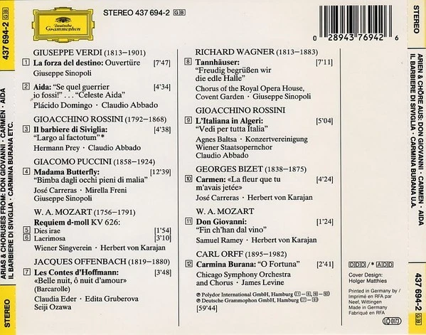 CD Faszination Oper (Deutsche Grammophon): Domingo/ Carreras/ Prey - Karajan u.a - Bild 2 von 2