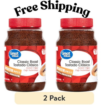 (PACK OF 2) Great Value Classic Medium Roast Instant Coffee, 12 oz