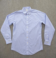 Brooks Brothers Shirt Mens 15.5 Blue Regent Button Up Striped Non Iron