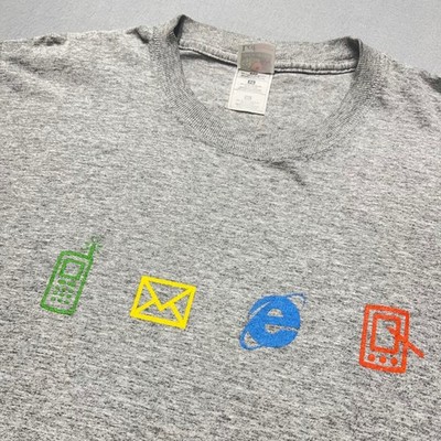 Vintage Microsoft Windows Powered T Shirt Mens XL Grey Fruit of the Loom Lofteez