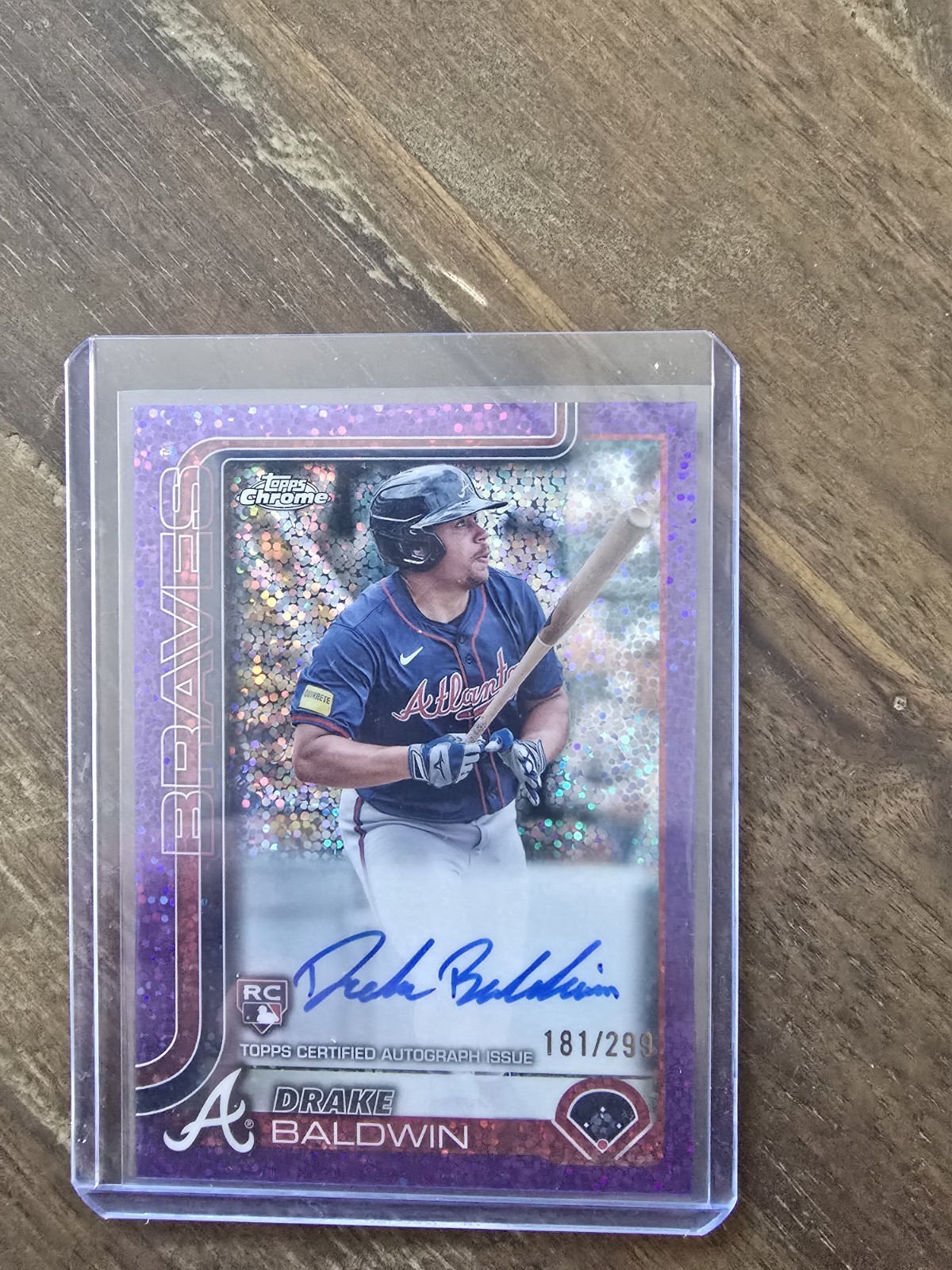 2025 Topps Chrome Drake Baldwin Purple Speckle Refractor Auto 181/299 Rookie