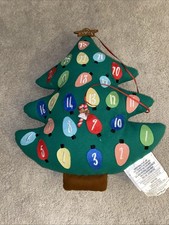 Christmas Tree Shape Advent Countdown Calendar Throw Pillow 21.5” New