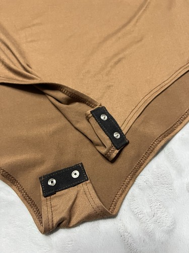 GAZE Sleeveless Brown Bodysuit Womens Size L Spaghetti Straps Tank Soft Drape - Picture 20 of 21