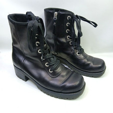 Women Size 5 1/2M - Harley Davidson Boots D84715 Side Zipper Black Leather EUC