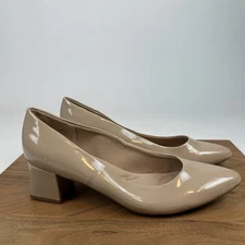 Womens Easy Spirit Nicole Nude Patent Leather Comfort Formal Pumps Size 12 M GUC