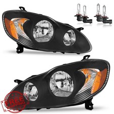 ROADEAL Corolla 03-08 Halogen Headlights w/Bulbs Black