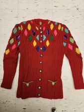 Vintage Crochet Multicolored Button Up Sweater