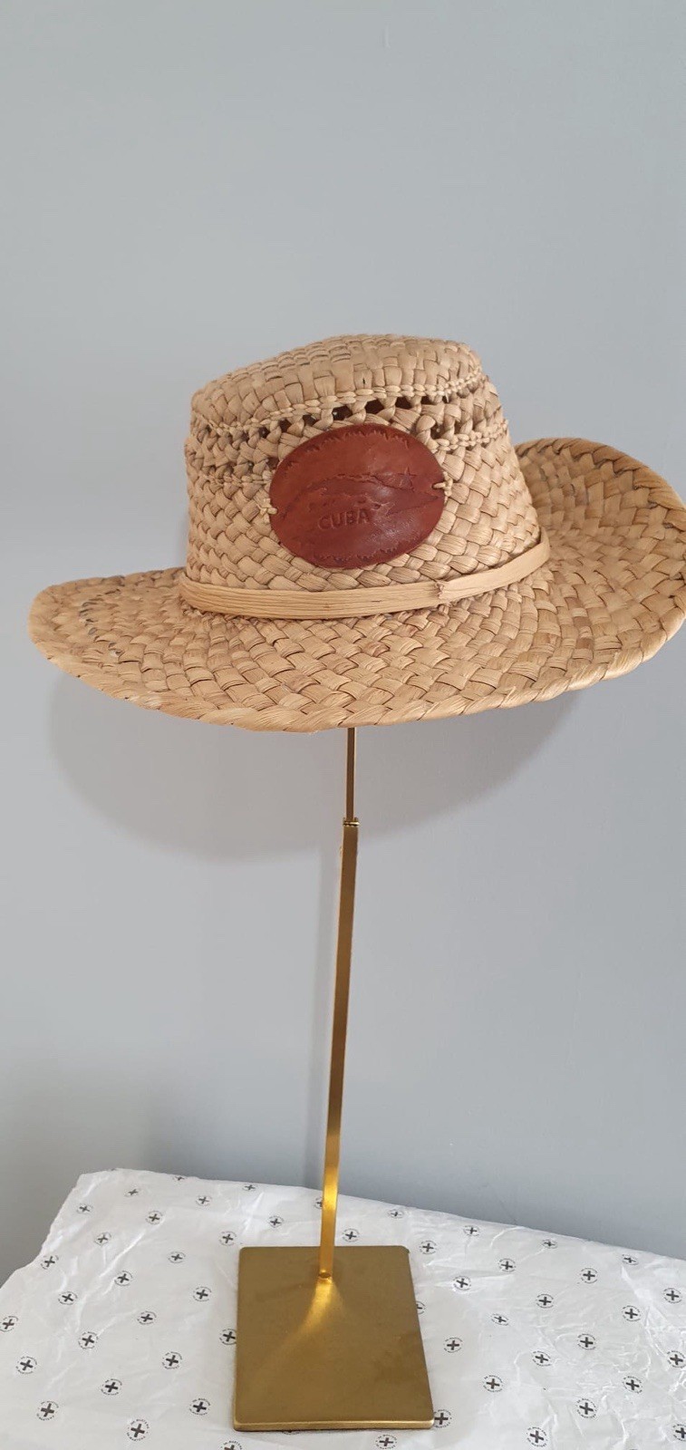 Kool Breeze Solar Straw Hat With  Leather Patch