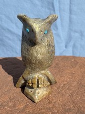Zuni Picasso Marble Horned Owl From Dana Malani With Turquoise Eyes