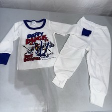 Vintage 80s Daffy Duck Thermal Baby Pajama Set White Blue Long John  s 24 Months
