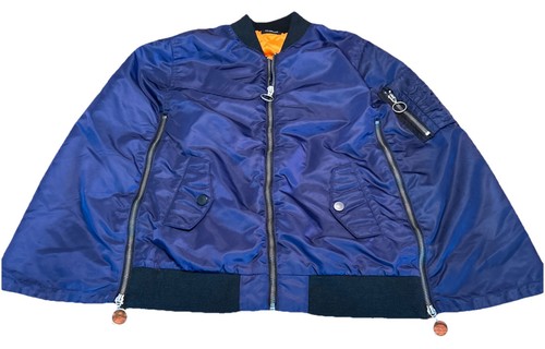 Women's XS Hudson Foxtrot Cape Poncho Zip Bomber Jacket Navy Blue Zip Arms - Picture 1 of 13