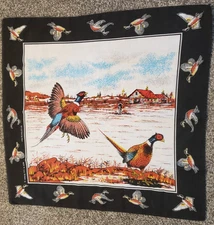 Pheasant Duck Cotton Poly Bandana  Made in USA Vintage Rodeo Biker Scarf