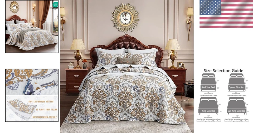 Элегантное очень широкое королевское покрывало 128x120 — мягкий, легкий набор из микрофибры - Изображение 2 из 4