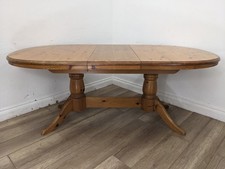 DINING TABLE Pine Oval Extendable Draw Leaf Farmhouse Pedestals FREE DELIVERY