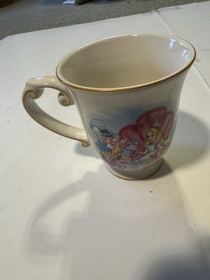 Disney Parks Alice in Wonderland Mug Mad Hatter Tea Party Coffee Cup Gold Trim!!